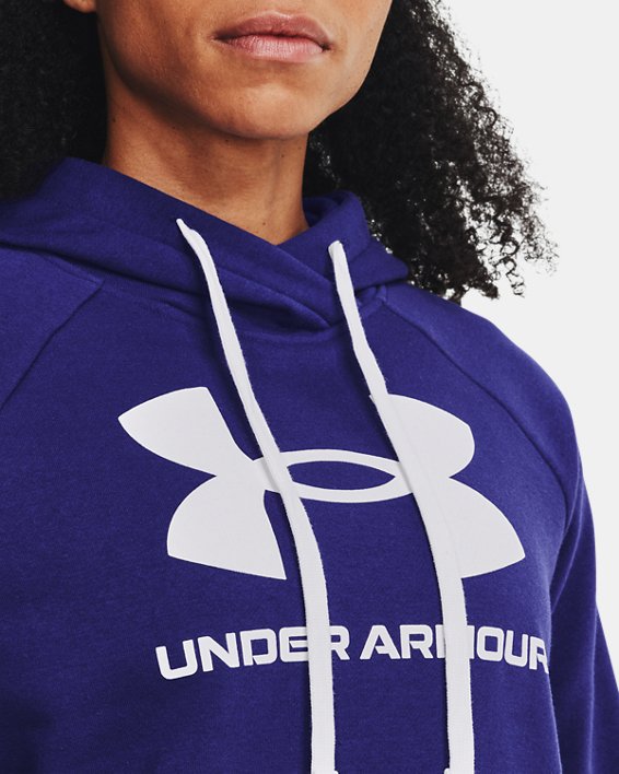 Women's UA Rival Fleece Logo Hoodie, Blue, pdpMainDesktop image number 3